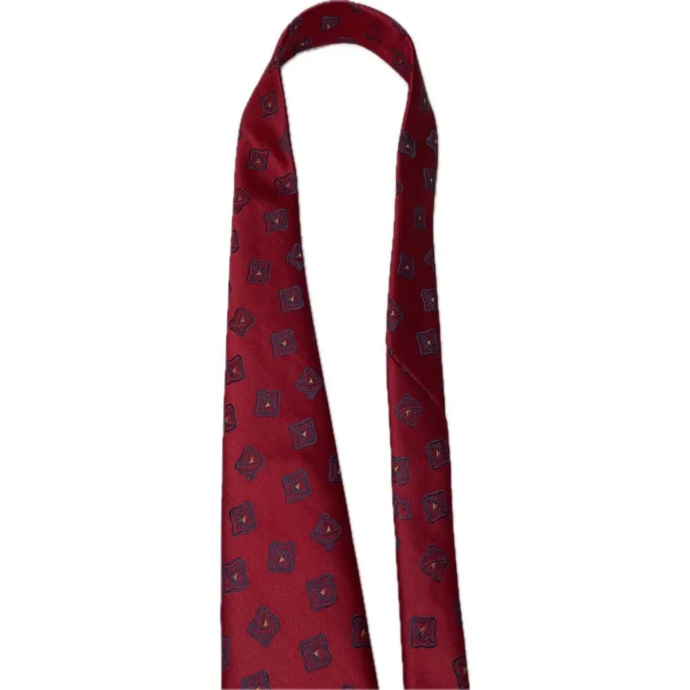 Vintage Dior Red Tie Abstract Floral Geometric Pattern 58”